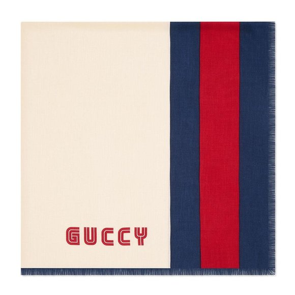 Gucci Guccy Striped Scarf in White - Picture 1 of 5